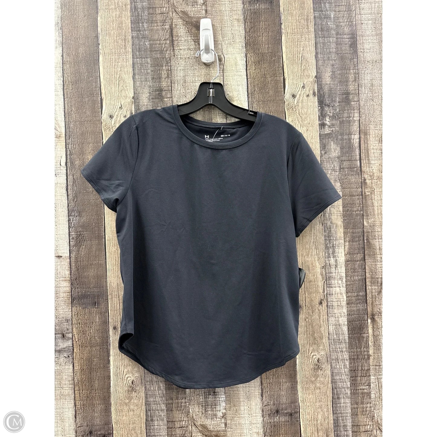 Athletic Top Short Sleeve By Under Armour In Black, Size: M