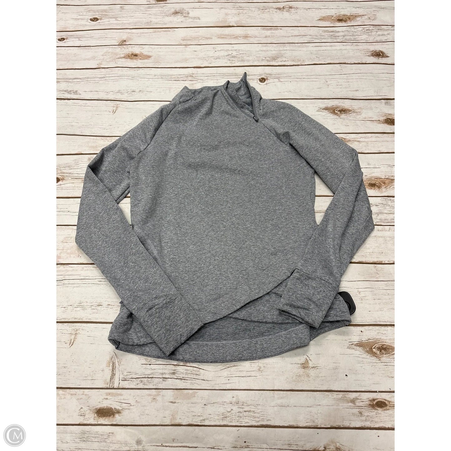 Athletic Top Long Sleeve Collar By Mondetta In Grey, Size: S
