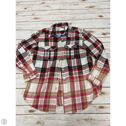 Top Long Sleeve By Cme In Plaid Pattern, Size: M