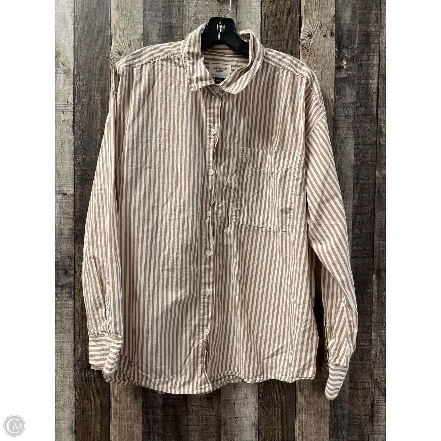 Top Long Sleeve By American Eagle In Striped Pattern, Size: L