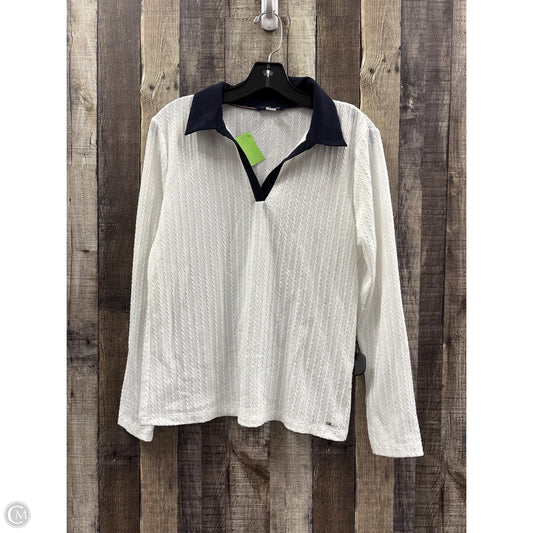 Top Long Sleeve By Tommy Hilfiger In Blue & White, Size: M