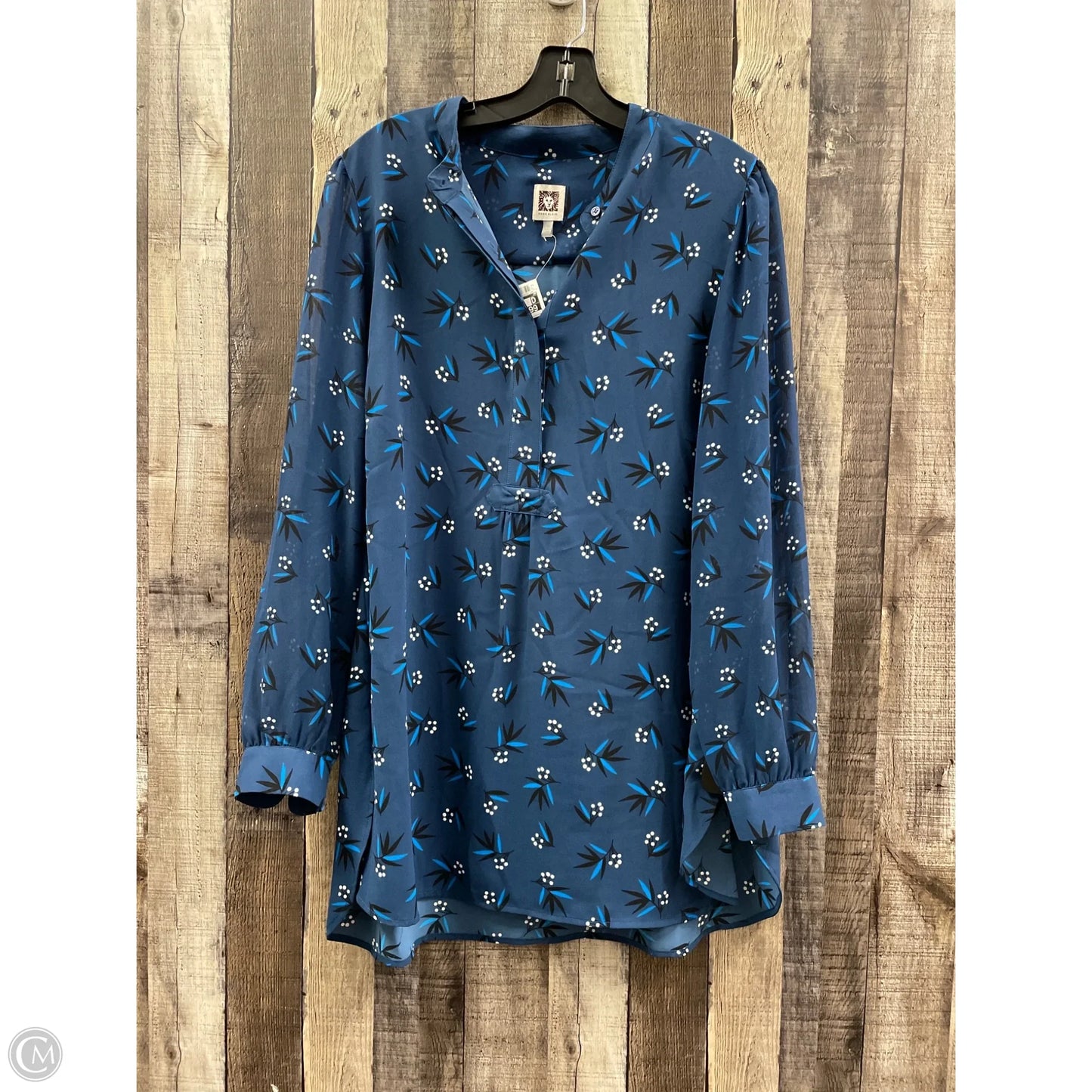 Top Long Sleeve By Anne Klein In Blue, Size: 1x