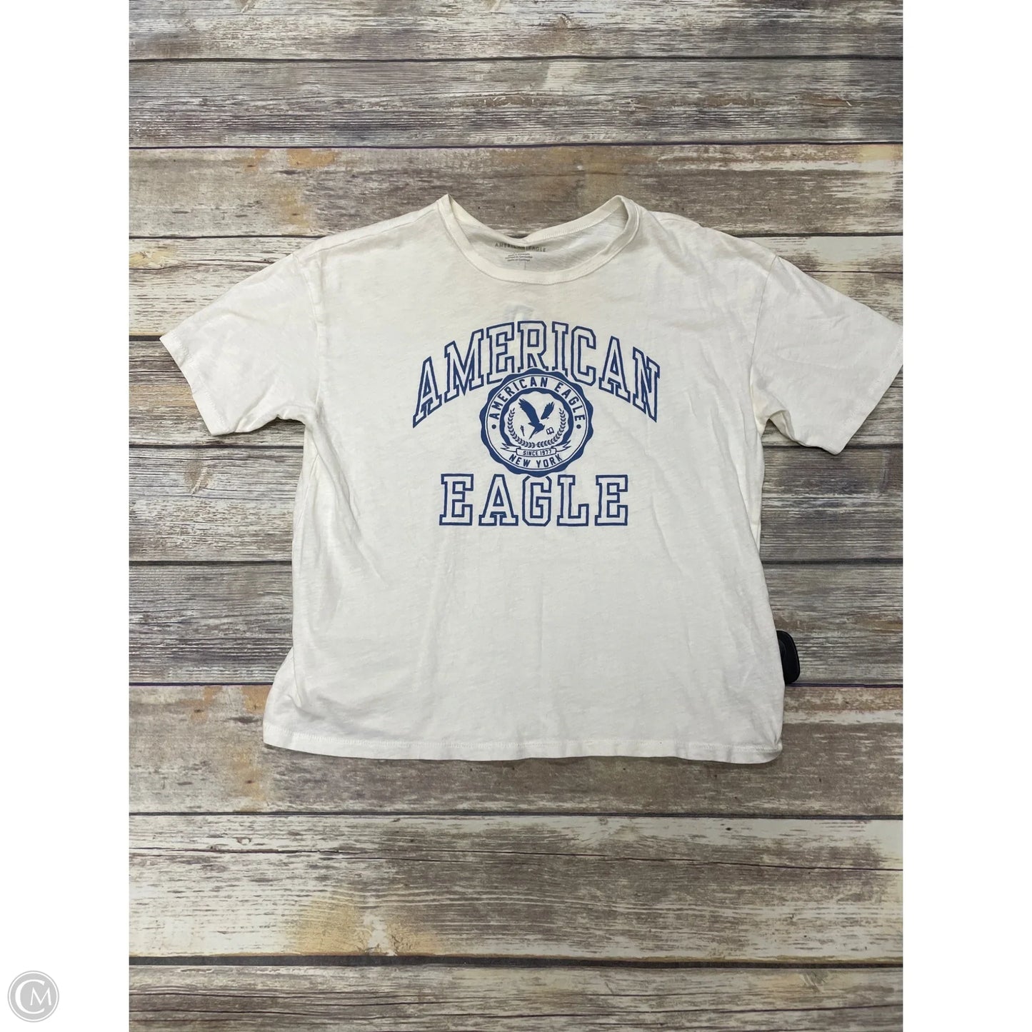 Top Short Sleeve Basic By American Eagle In Cream, Size: S