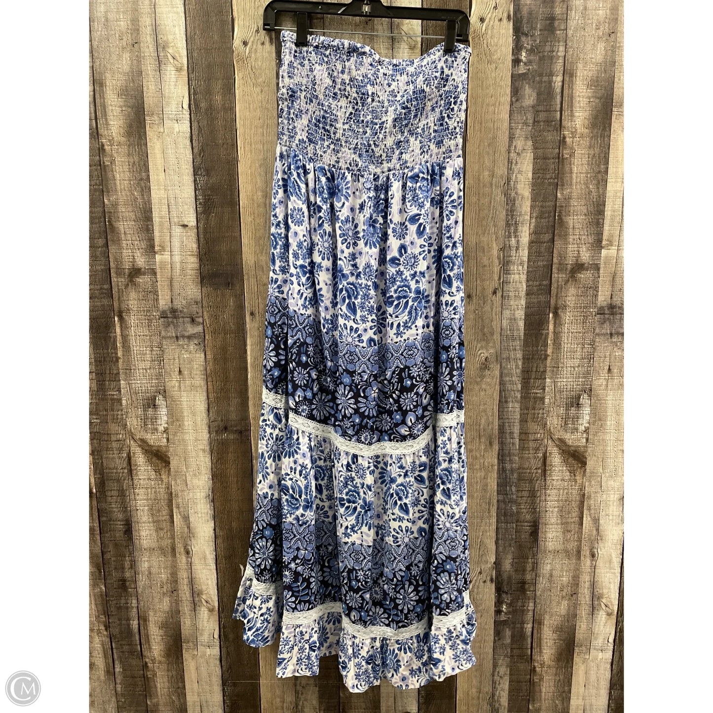 Dress Casual Maxi By Angie In Blue & White, Size: L