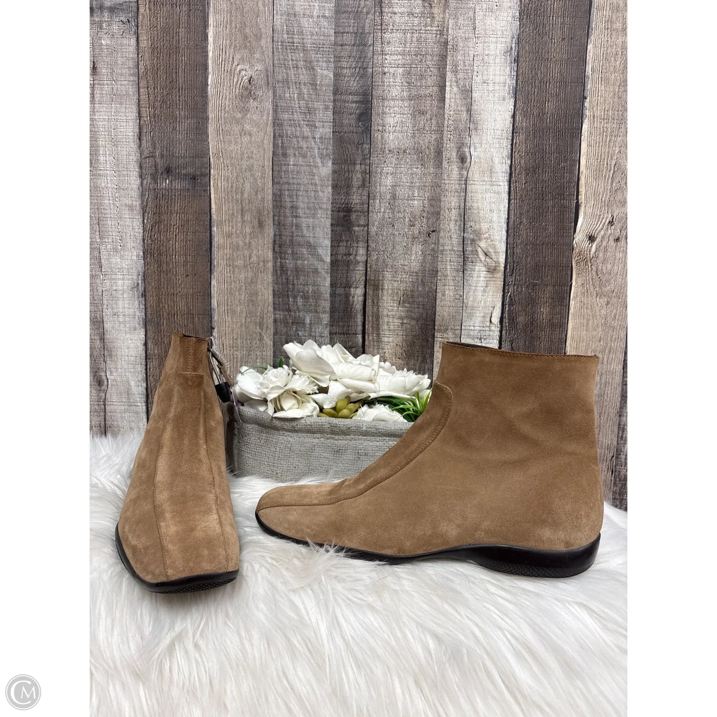 Boots Luxury Designer By Prada In Tan, Size: 11