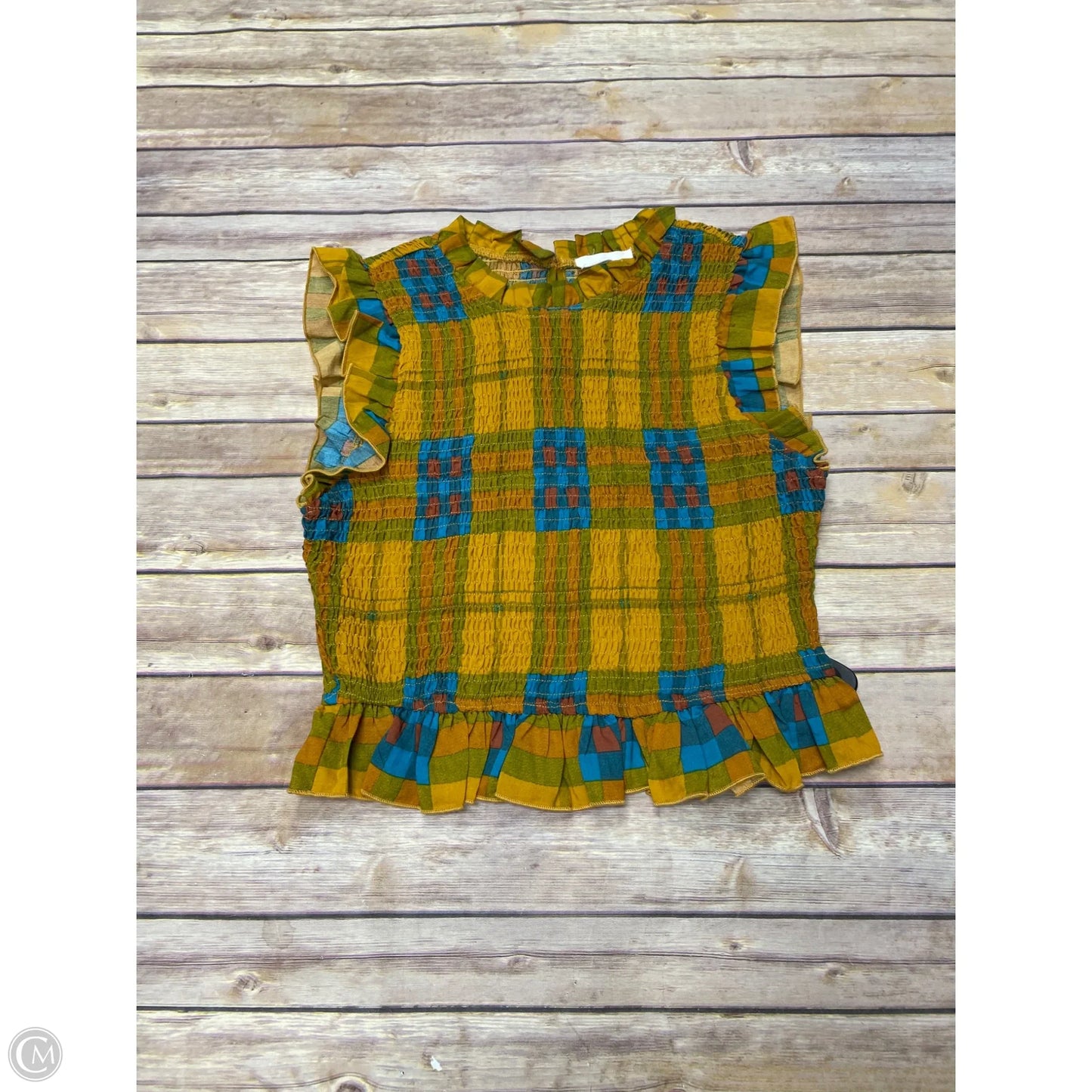 Top Sleeveless By Andree By Unit In Plaid Pattern, Size: S