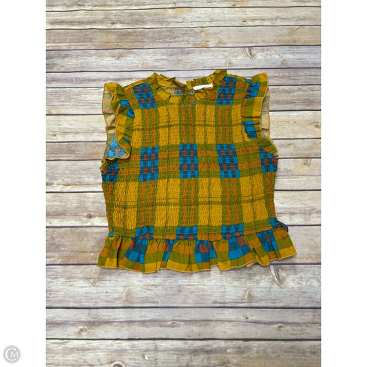 Top Sleeveless By Andree By Unit In Plaid Pattern, Size: S
