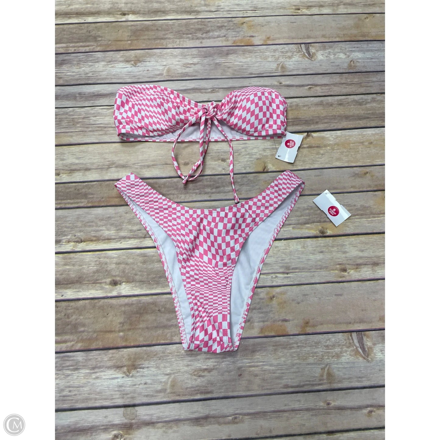 Swimsuit 2pc By Cmf In Checkered Pattern, Size: S