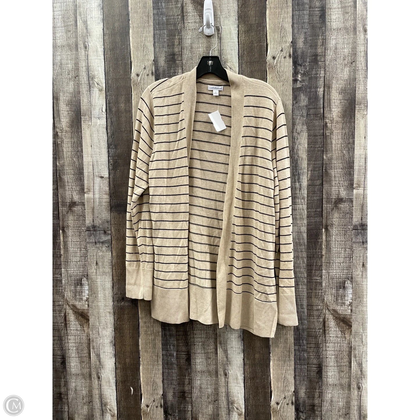 Cardigan By Croft And Barrow In Striped Pattern, Size: L