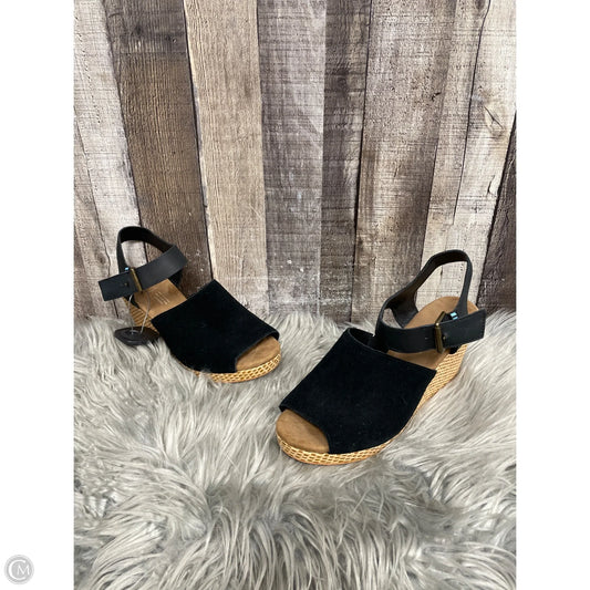 Sandals Heels Wedge By Toms In Black, Size: 8.5