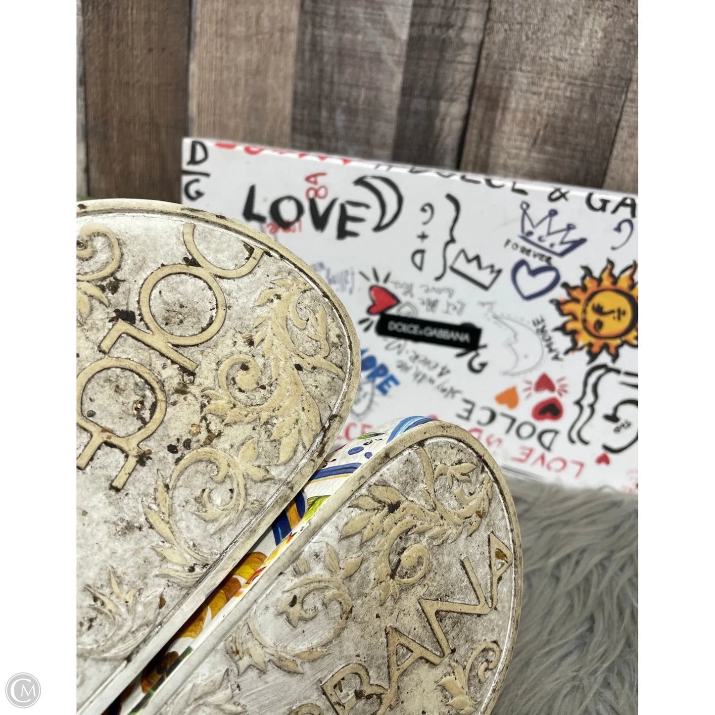 Sandals Luxury Designer By Dolce And Gabbana In Lemon, Size: 5