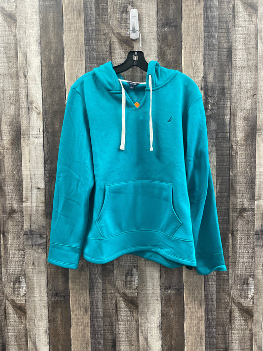 Sweatshirt Hoodie By Nautica In Teal, Size: L