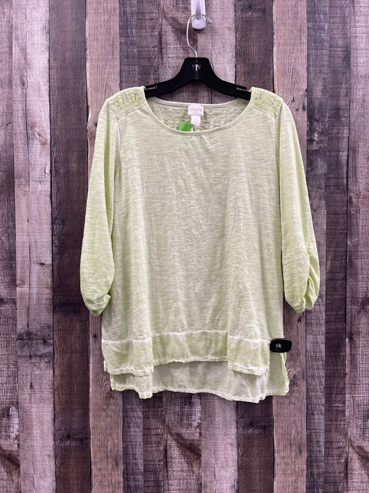 Top 3/4 Sleeve By Chicos In Green, Size: M