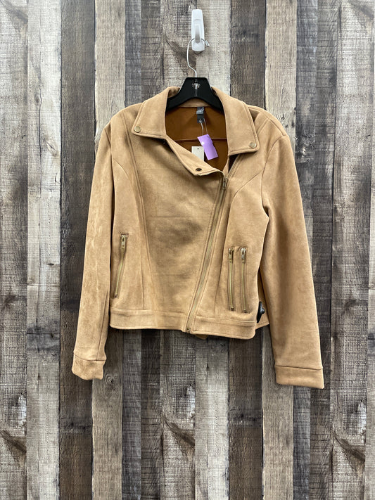 Jacket Moto By Alya In Tan, Size: 12