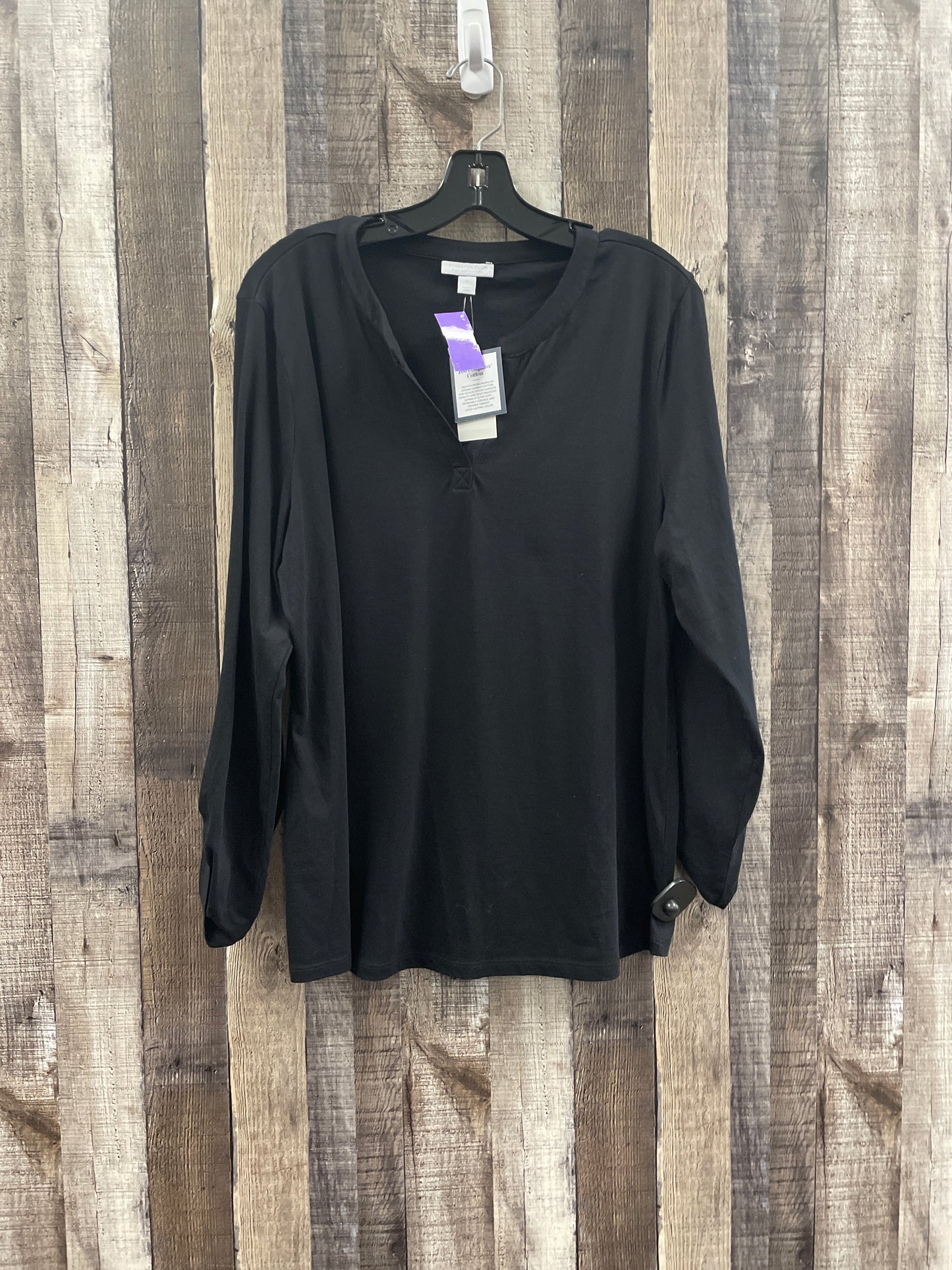 Top Long Sleeve Basic By Charter Club In Black, Size: L