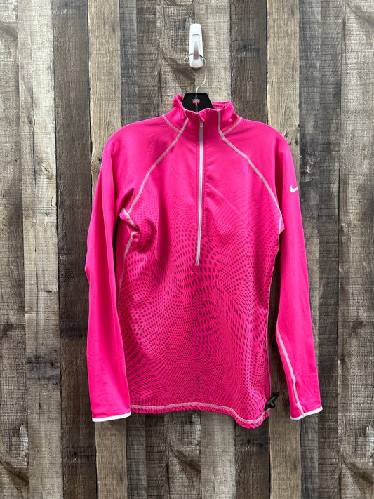 Pink Athletic Top Long Sleeve Collar Nike Apparel, Size L
