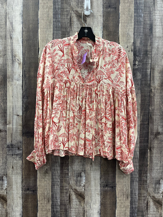 Red & White Top Long Sleeve Anthropologie, Size S