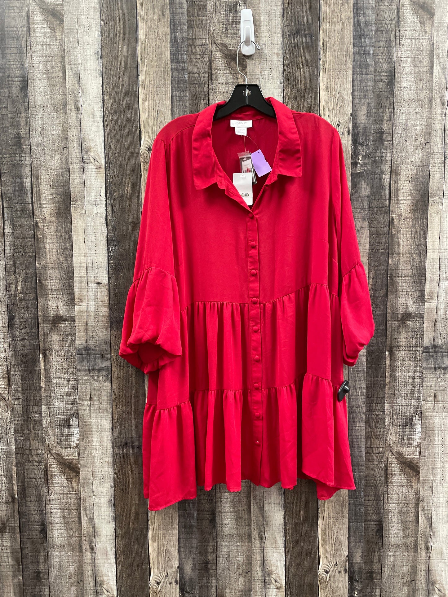 Red Tunic Long Sleeve Avenue, Size 2x