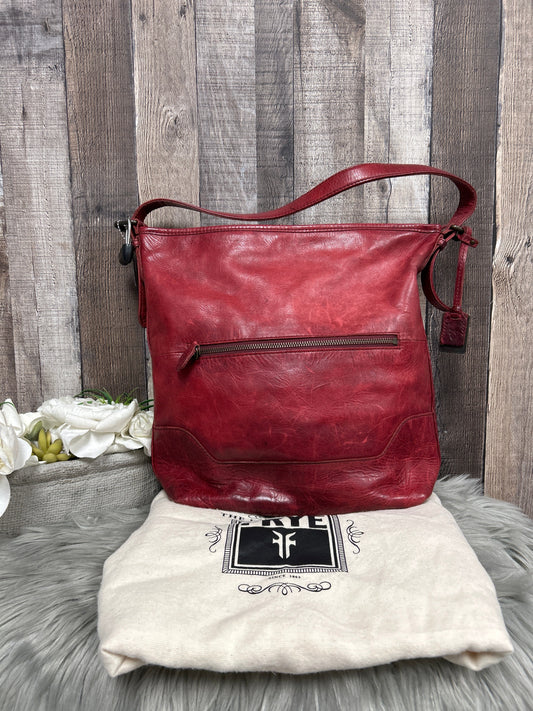 Red Handbag Leather Frye, Size Large