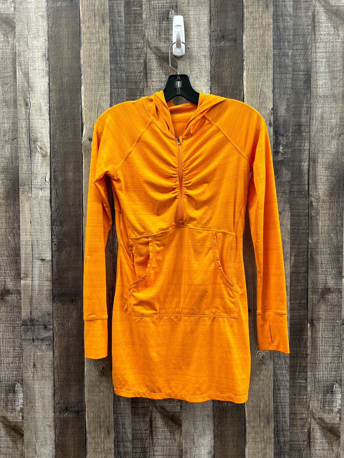 Orange Athletic Top Long Sleeve Hoodie Athleta, Size Xxs