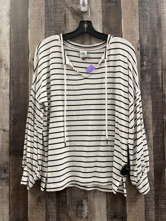 Top Long Sleeve By Cabi In Striped Pattern, Size: Xs