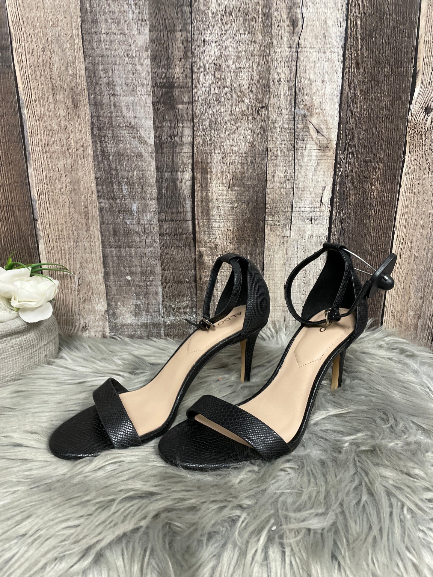 Sandals Heels Stiletto By Aldo In Black, Size: 8.5