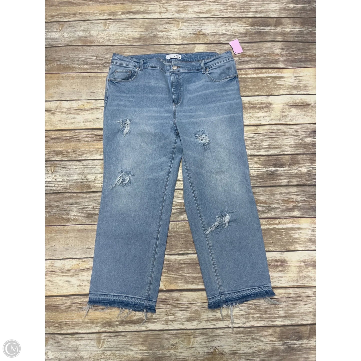 Jeans Cropped By Loft In Blue Denim, Size: 14