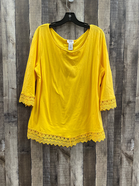Yellow Top 3/4 Sleeve Monroe And Main, Size Xl