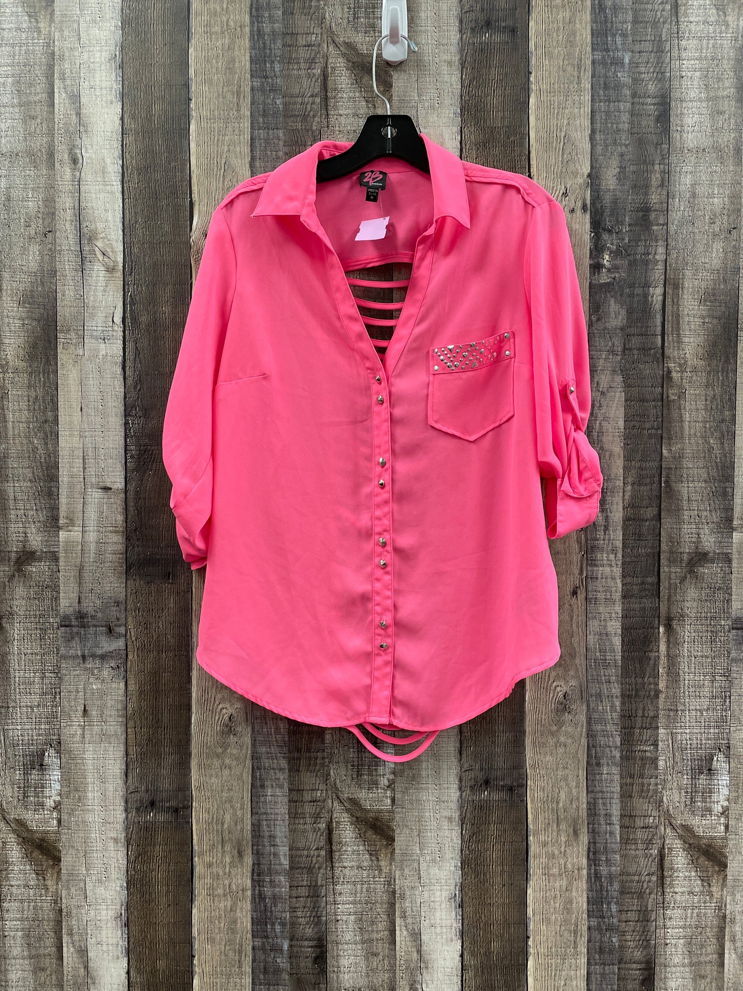 Pink Blouse Long Sleeve Bebe, Size M