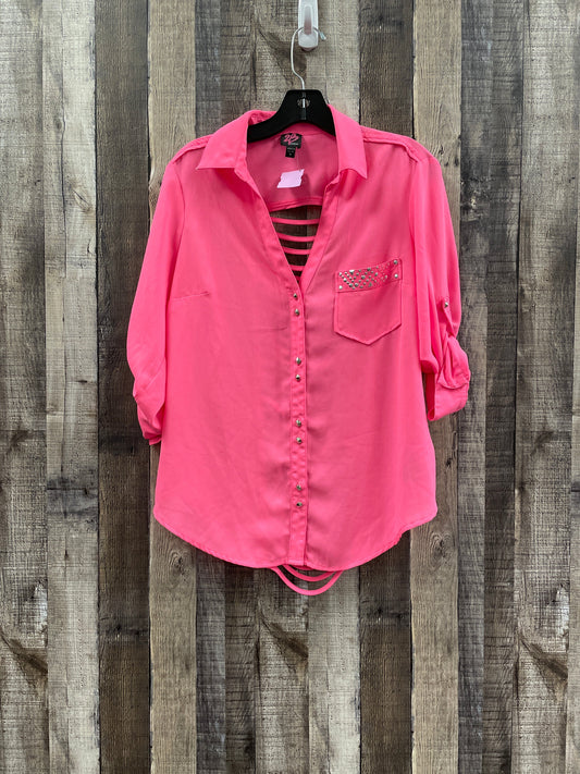 Pink Blouse Long Sleeve Bebe, Size M