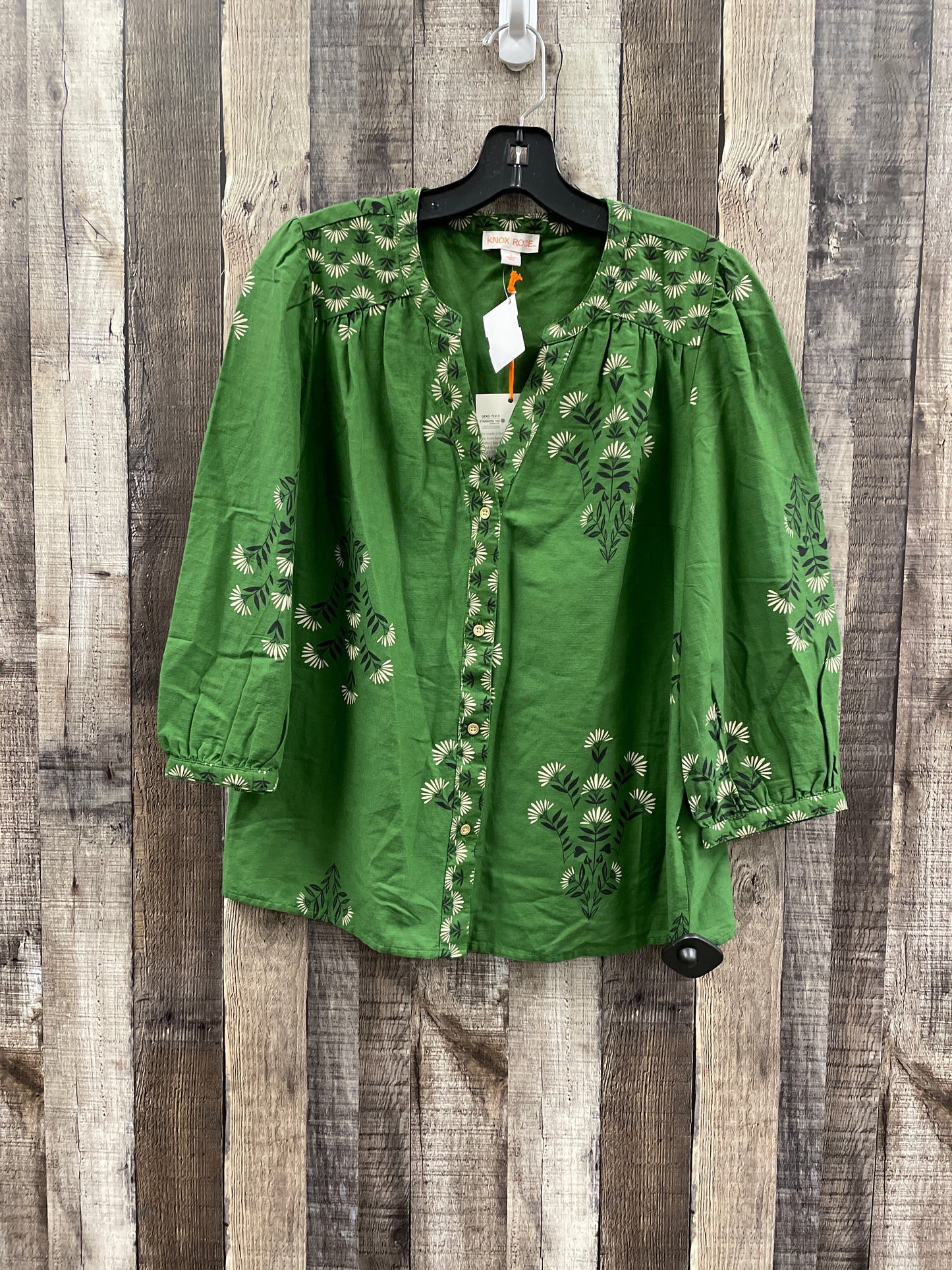 Top 3/4 Sleeve By Knox Rose In Green, Size: S