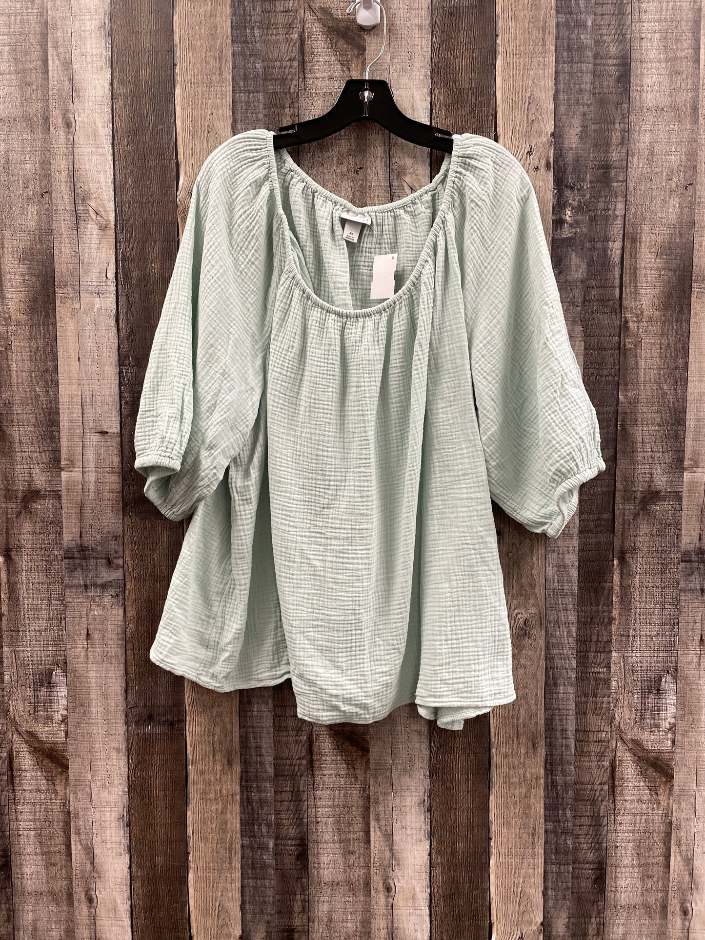 Green Top 3/4 Sleeve Ava & Viv, Size 3x