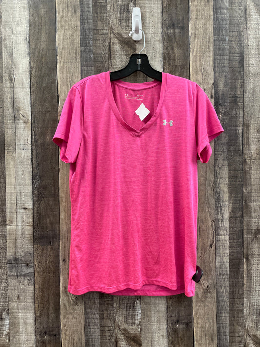 Pink Athletic Top Short Sleeve Under Armour, Size L