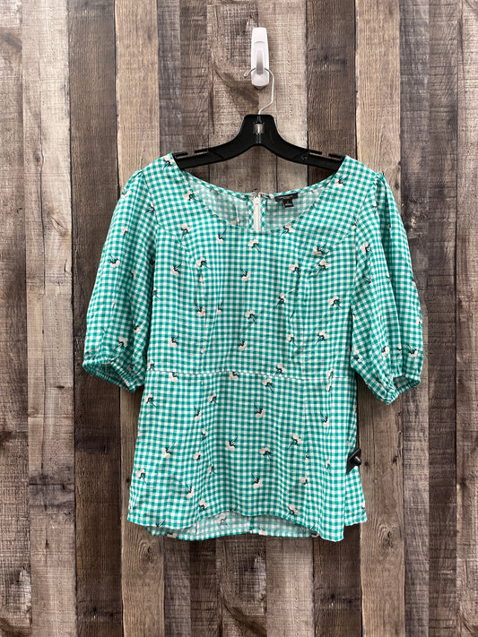 Checkered Pattern Top Short Sleeve Ann Taylor, Size M