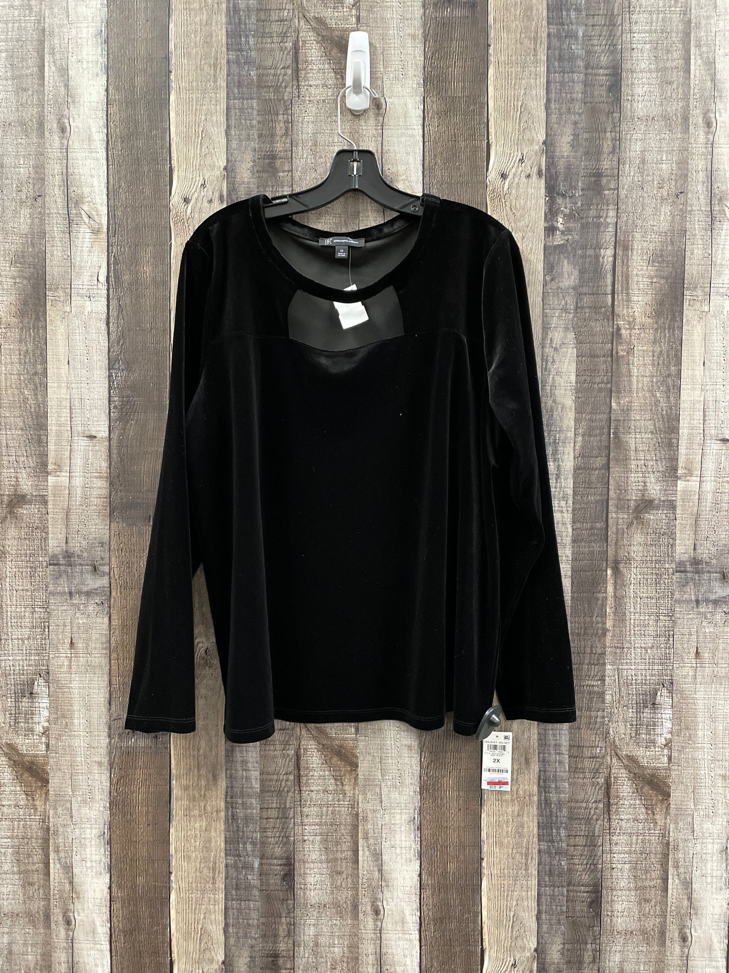 Top Long Sleeve By Inc In Black, Size: 2x