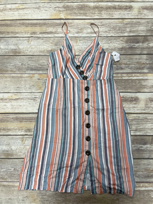 Striped Pattern Dress Casual Midi Daytrip, Size L