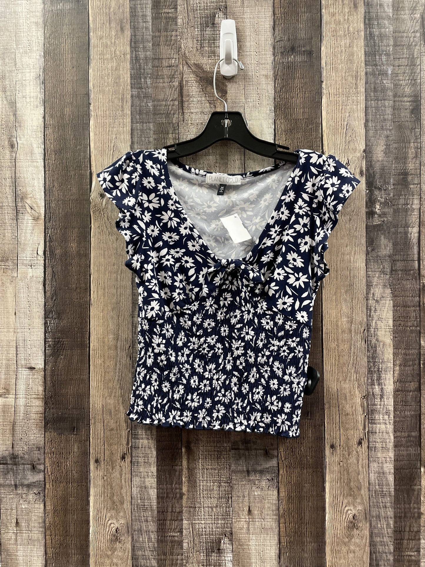 Blue & White Top Short Sleeve Cme, Size M