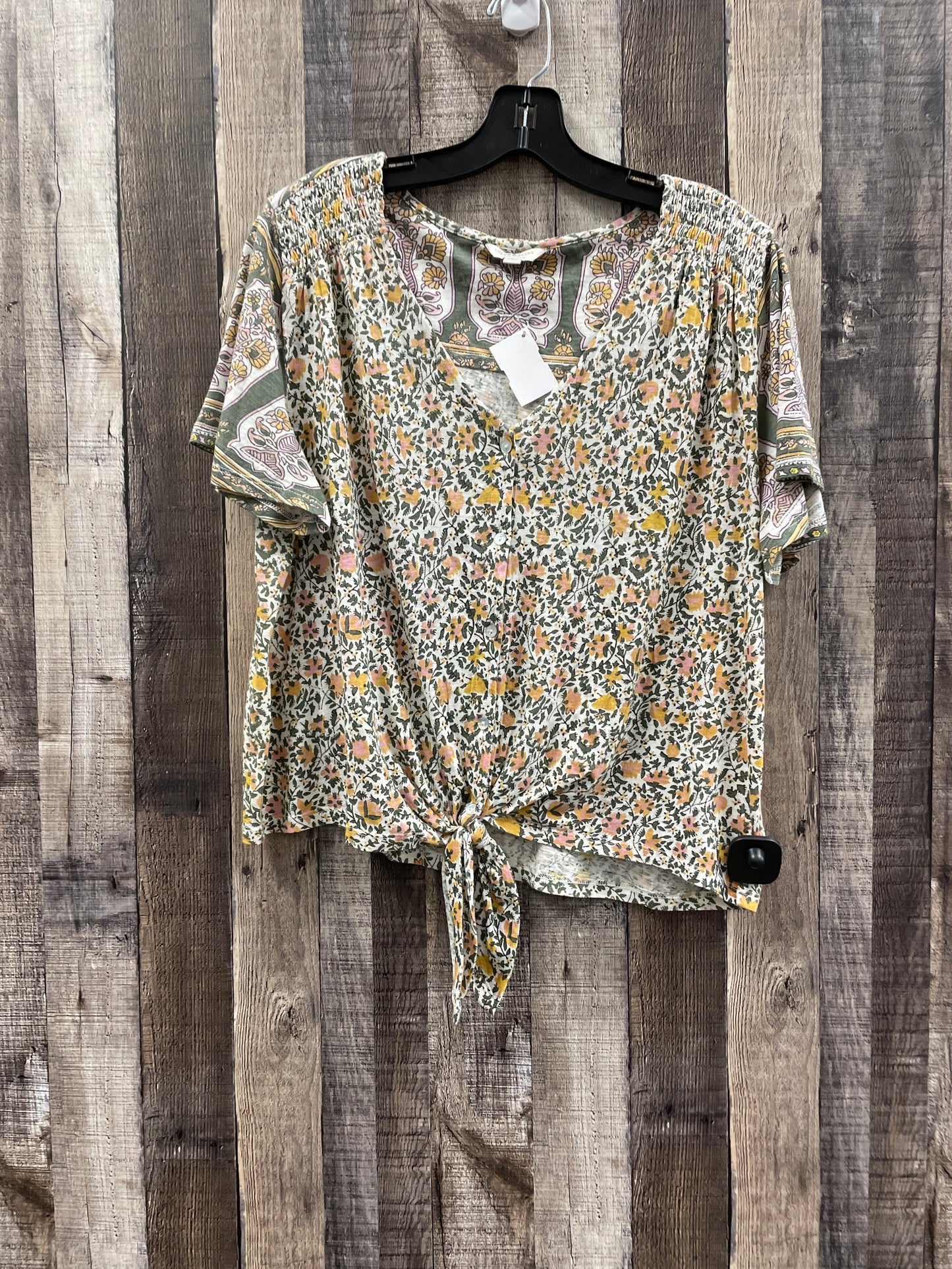 Floral Print Top Short Sleeve Lucky Brand, Size L