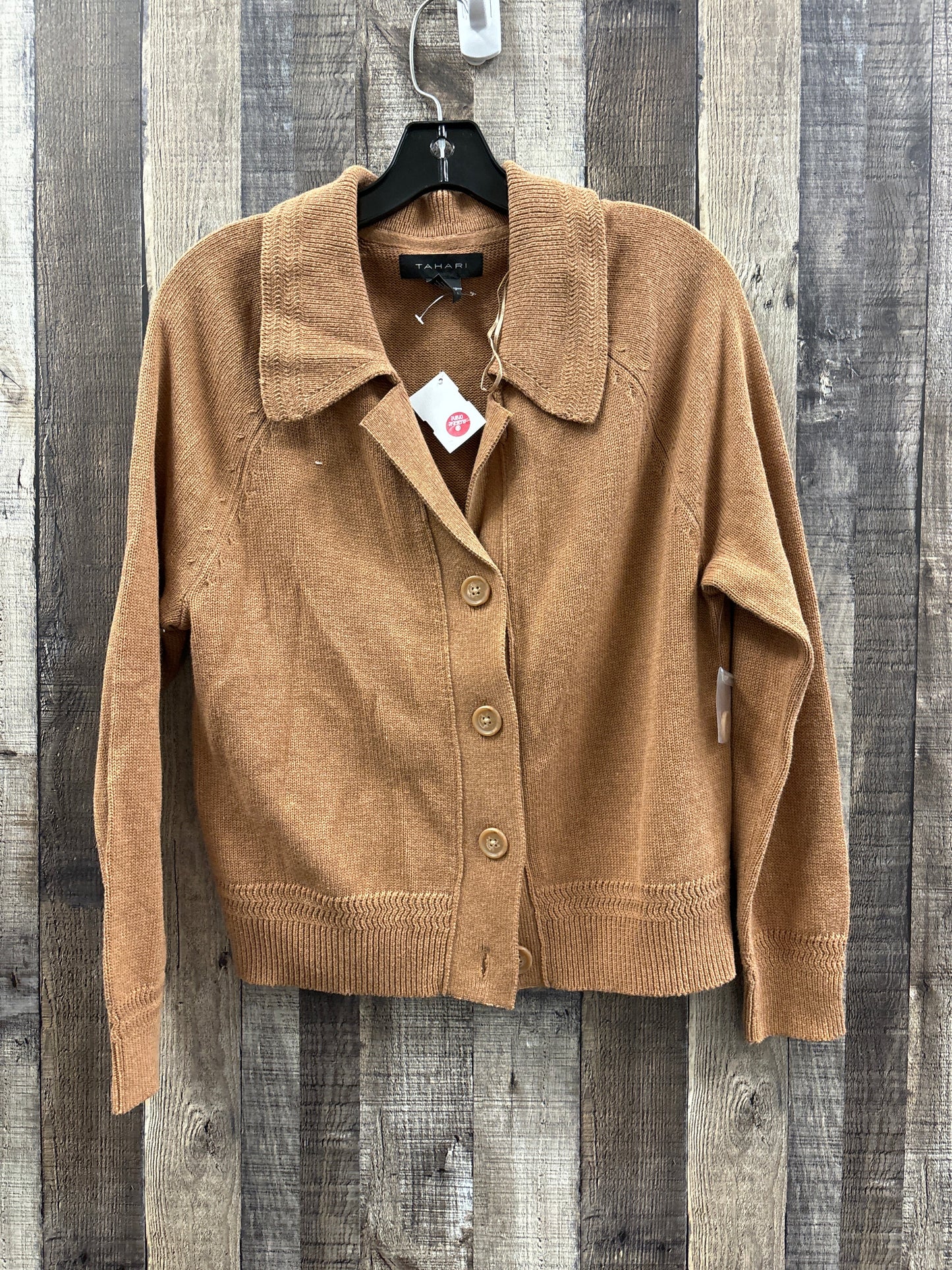 Cardigan By Tahari By Arthur Levine In Tan, Size: S