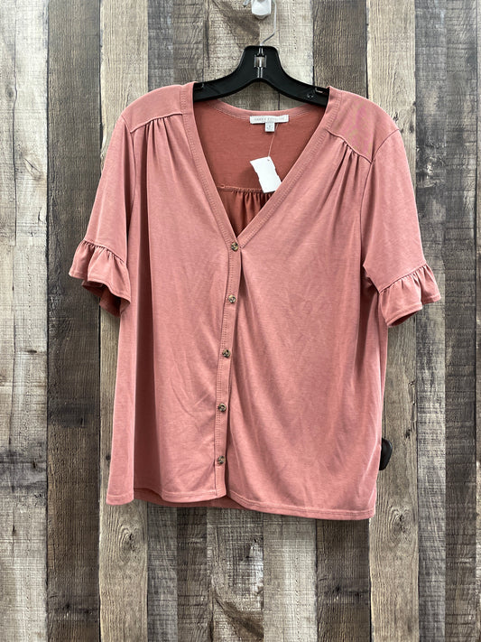 Top Short Sleeve By Green Envelope In Mauve, Size: L