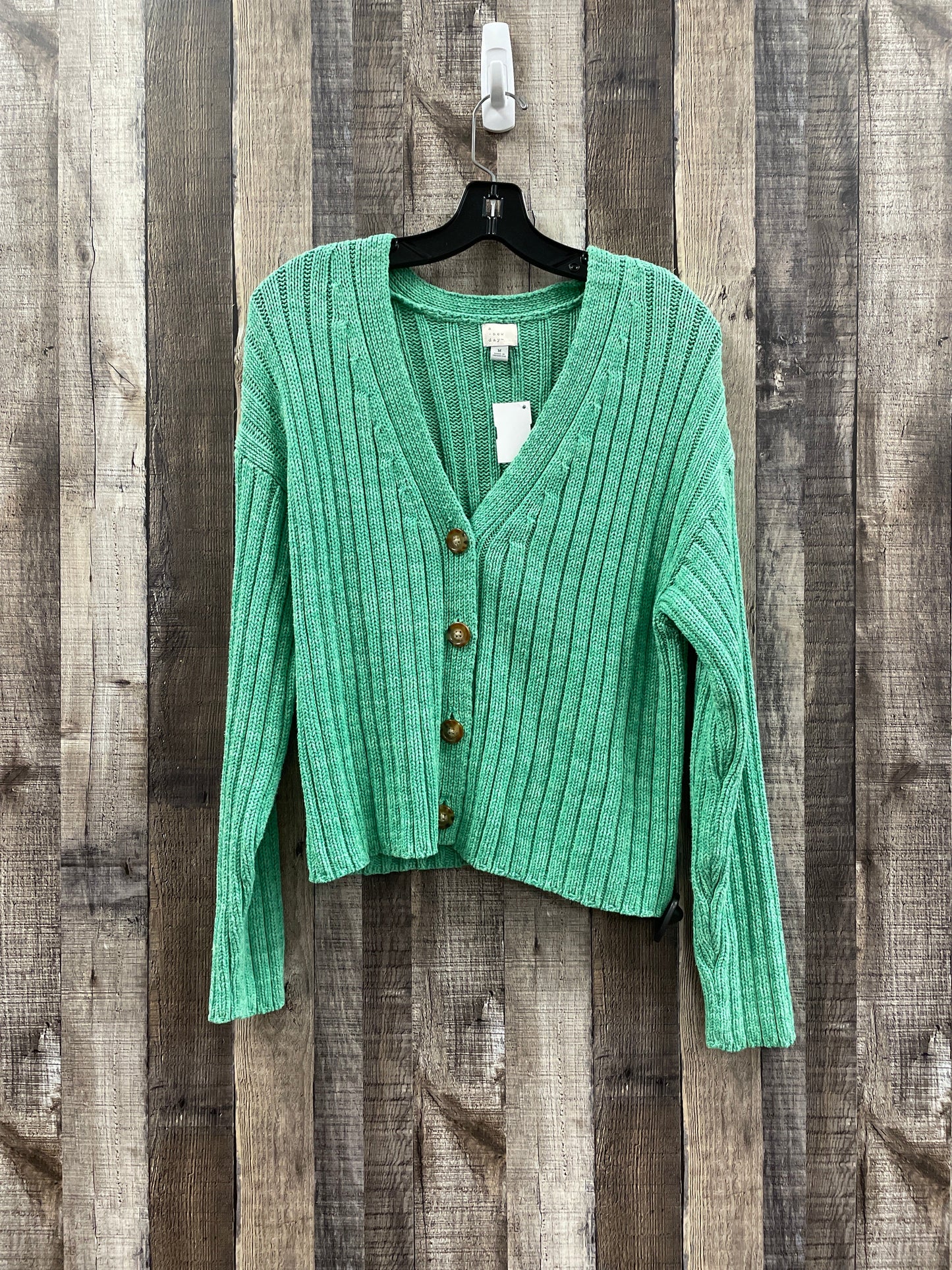 Sweater Cardigan By A New Day In Green, Size: M