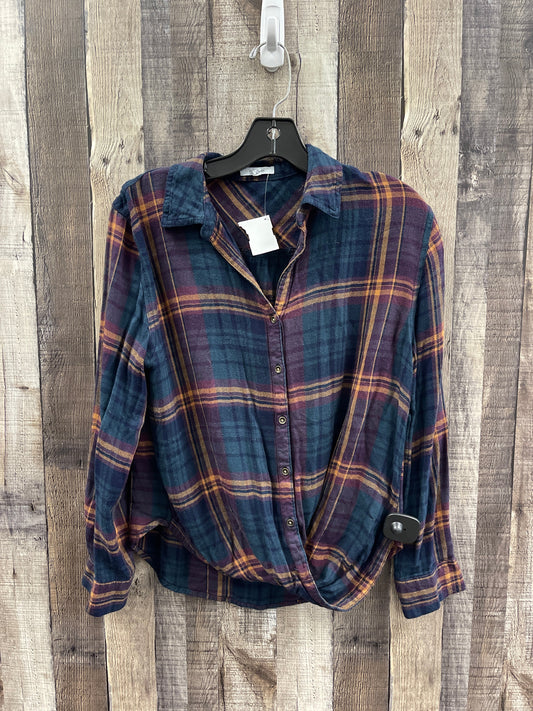 Top Long Sleeve By Maurices In Plaid Pattern, Size: Xs