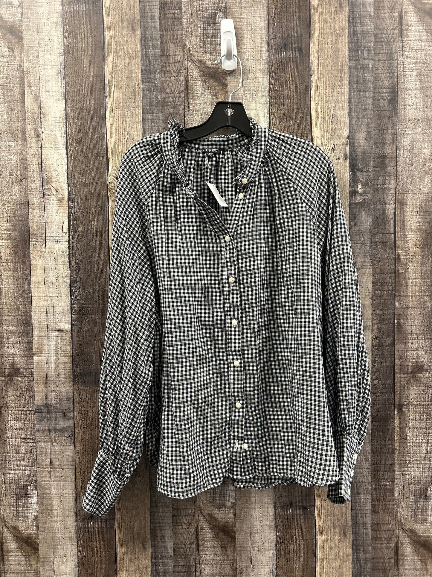 Top Long Sleeve By J. Crew In Checkered Pattern, Size: L