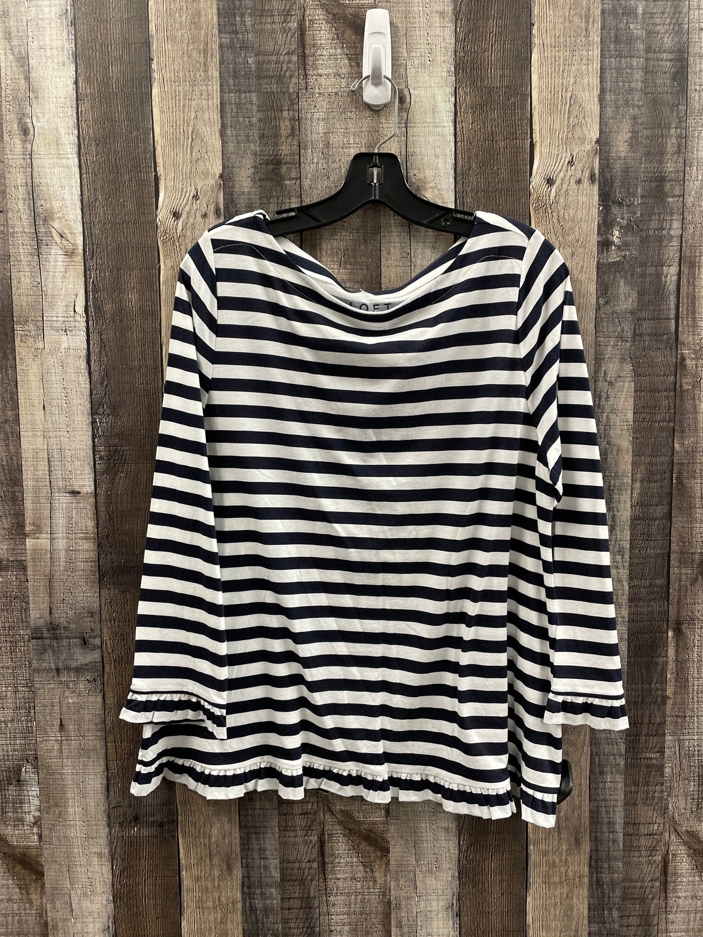 Top Long Sleeve By Loft In Striped Pattern, Size: L