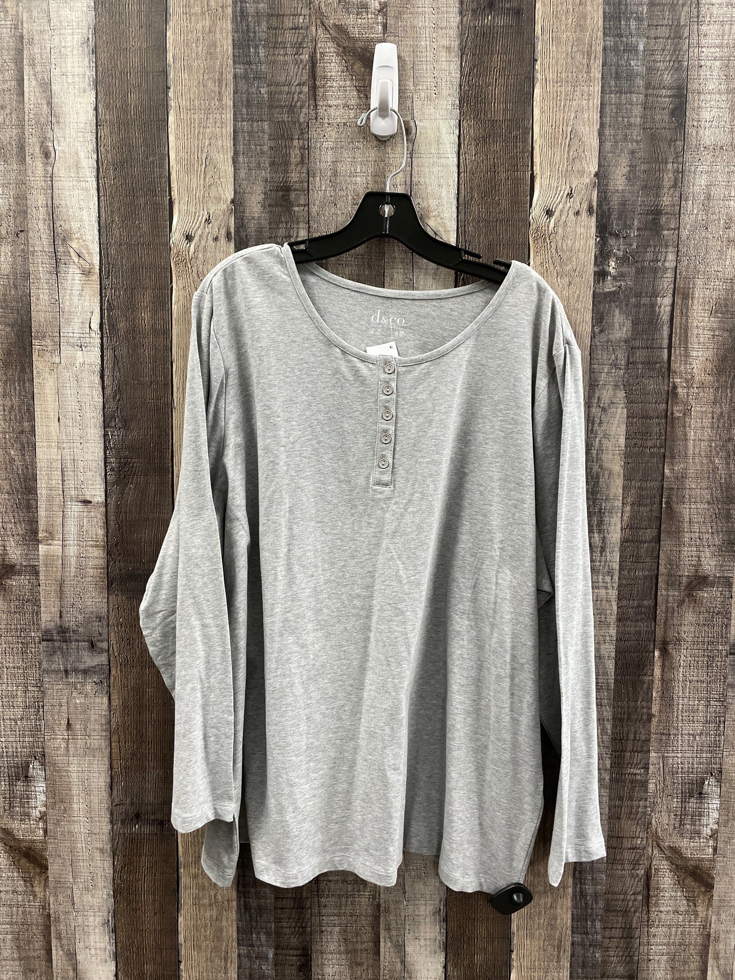 Top Long Sleeve By Denim And Company In Grey, Size: 2x