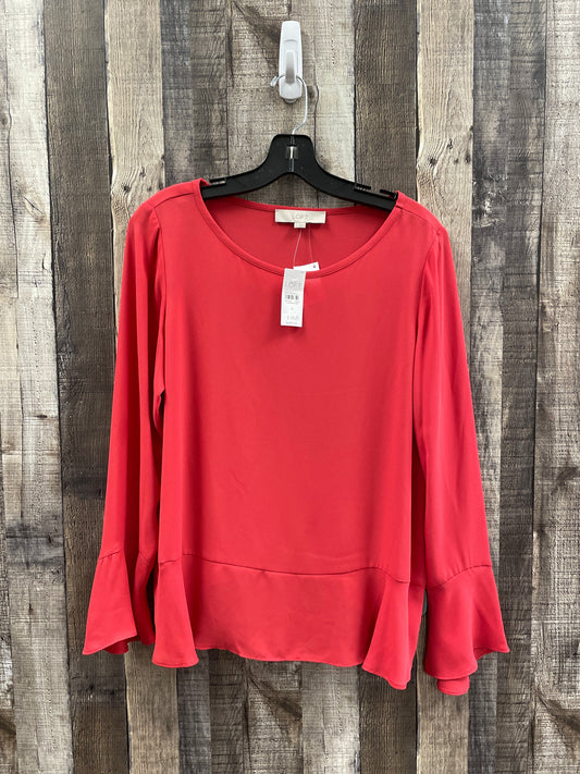 Blouse Long Sleeve By Loft In Coral, Size: S