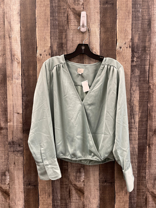 Blouse Long Sleeve By A New Day In Green, Size: M