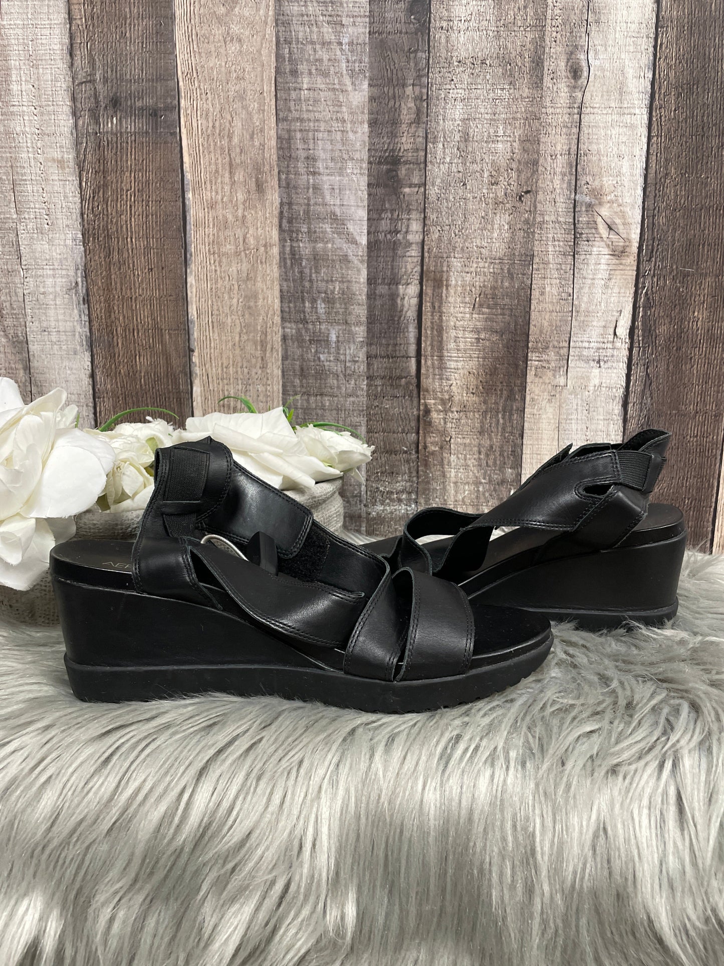 Sandals Heels Wedge By Aerosoles In Black, Size: 9