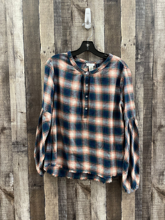 Top Long Sleeve By Sundance In Plaid Pattern, Size: M