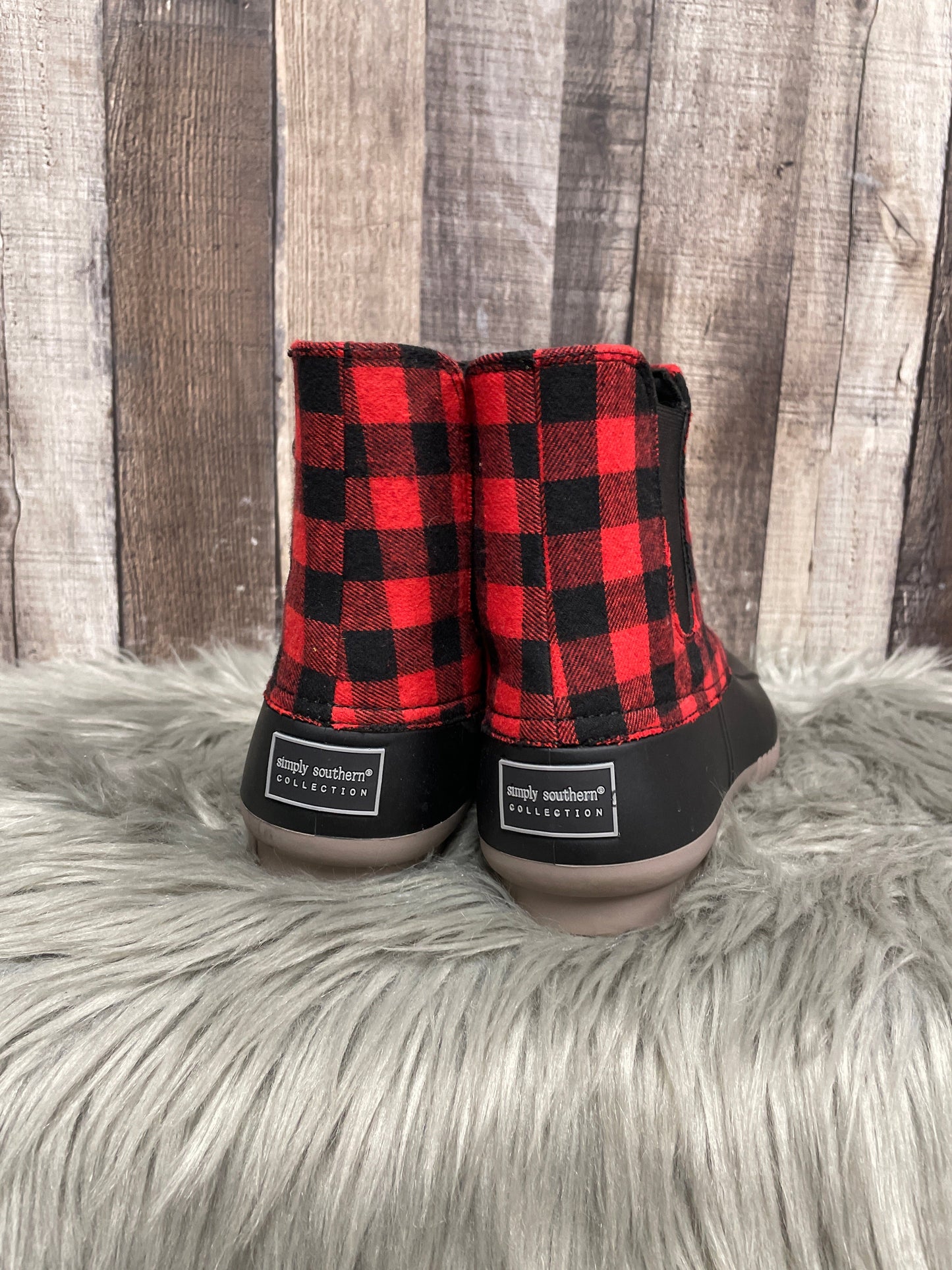 Boots Rain By Simply Southern In Plaid Pattern, Size: 7